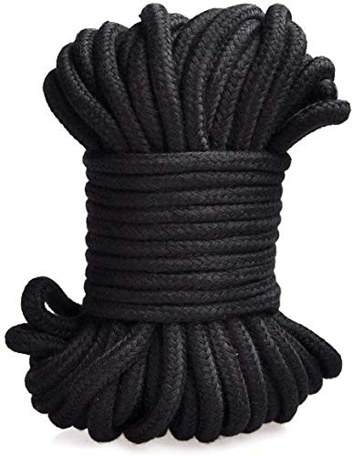 CraftCurl Soft Cotton Rope - Ecofriendly Durable Natural Cotton Rope for DIY, Camping, Hanging Clothes & Home Decor (10m), Black, 32ft