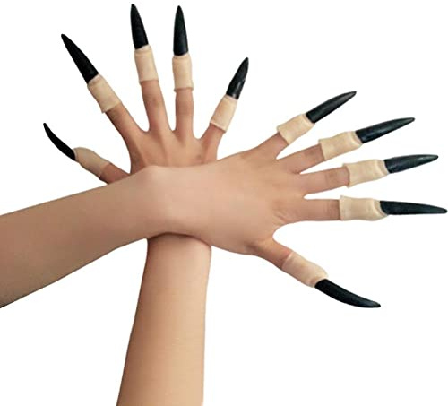 WINBST Halloween uñas falsas, 10 piezas heexe vampiro uñas de mascarada dedo dedo de la punta de la flecha anillos dedo garra de la garra de la bruja de la armadura dedo gótico vampiro uñas