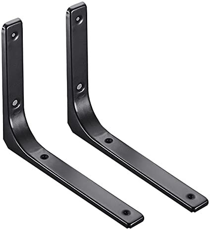 LIGUOYI 2Pcs regalhalterung, Regalwinkel Schwarz Metall, Bodenträger Wandregal Mit Schrauben, Fach-Bodenträger Wand-Montage, Zur Wandmontage Von Regalbrettern, Regalhalter