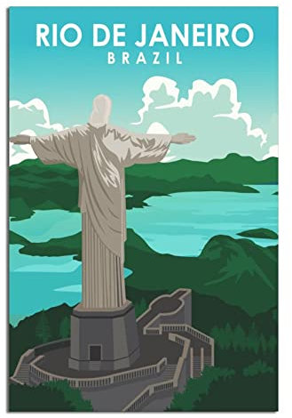 Vintage Brasilien Rio De Janeiro Reiseposter Statue Dekorative Poster Modern Schlafzimmer Leinwand Kunst Poster Bild Malerei Poster Wanddeko Kunst Geschenk