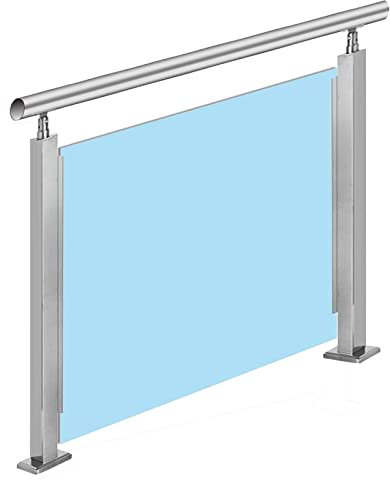 MLYAYE Geländerset Treppengeländer Bausatz Geländer Außen Geländer für Betonstufen - Edelstahl Balusterpfosten/Handlauf für Deck/Terrasse/Balkon/Gartenzaun, Silber