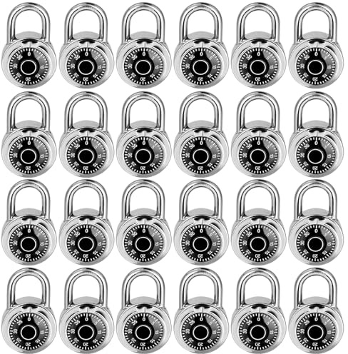 Combination Lock, LQYN Standard Dial Combination Lock, Pack of 24; Black Turnplate, 2 in. Wide, Fixed Three Digital Combination, for School, Gym & Locker, Toolbox, Gate