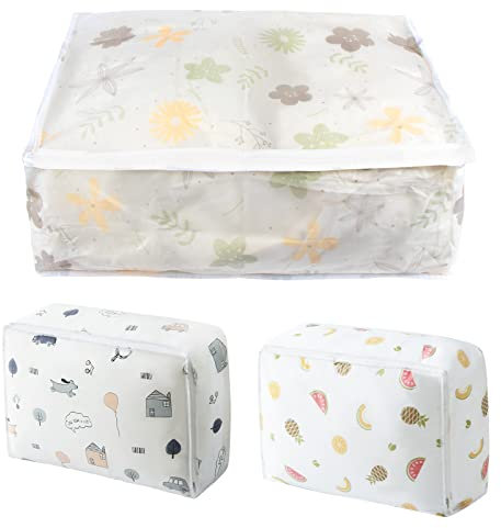 JSMTKJ 3PCS Scatole per Armadio, Pieghevole Scatole per Armadio Salvaspazio, Sacchetto di Immagazzinaggio Trapunta per Trapunte Coperte Biancheria da Letto