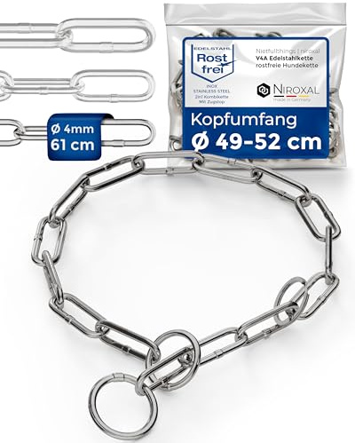 Hundekette Edelstahl Trainingskette/Kettenwürger langgliedrig mit Zugstopp – 4 mm x 61 cm