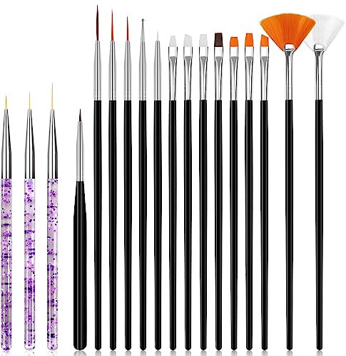 Hanyousheng Lot de Pinceau Nail Art, 18 pièces Dessin Stylo Ensemble Outil À Ongles, Ensemble de Pinceaux à Ongles de Vernis à Ongles en Acrylique pour Décoration(Noir, Violet)