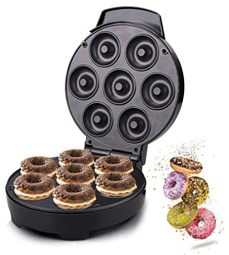 SONLED Mini Donut Maker, 1000W Electric Doughnut Machine, 7 Pieces Electric Doughnut Maker Machine with Non-stick Teflon Coating for Home Commercial Use