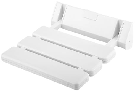 SABUIDDS Duschsitz Klappbar Wandmontage Weiß Duschklappsitz Klappsitz Dusche bis 130kg Wandklappstuhl Badhocker Hocker, Duschhilfe Dusche für Schwangere, Senioren, Behindert, Kinder, Weiß