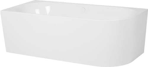 Ben Vico Badewanne - Links - Glänzend Weiß - 180x80 cm - mit Badefüll/Überlauf - Glanz weiß - Eckbadewanne - Acryl - Spa, für 2 Personen