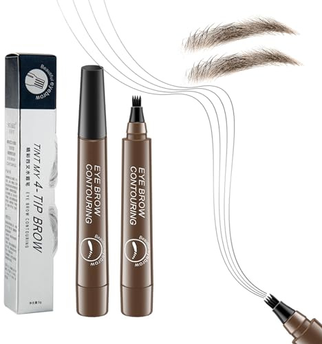 Eyebrow Contouring Pen, Waterproof Microblading Eyebrow Pencil with 4-Prong Micro-Fork-Tip Applicator, Liquid Eyebrow Pencils for women Creates Natural Looking Brows Effortlessly (Dark Brown)