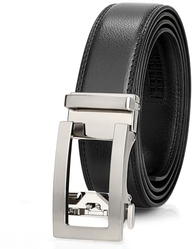 JasGood Herren Gürtel Automatik Ratsche Ledergürtel Verstellbare Leder Gürtel Ohne Löcher für Herren Business Anzüge 35mm Breite