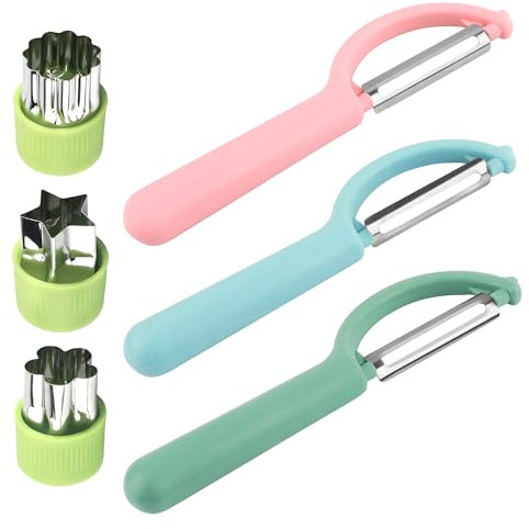 Sparschäler Gemüseschäler 3 Stück Schäler und 3 Stück Keksausstecher Obstschälerset Geeignet für Gemüse Obst und zur Herstellung von Keksen