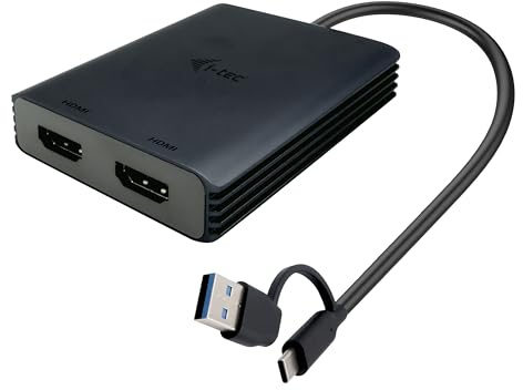 i-tec USB-A/USB-C Dual 4K/60 Hz HDMI Video Adapter