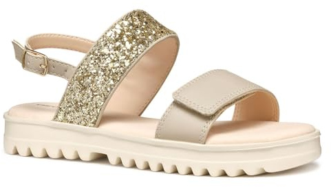 Geox J Sandal Coralie Gir, Beige/Platinum, 29 EU