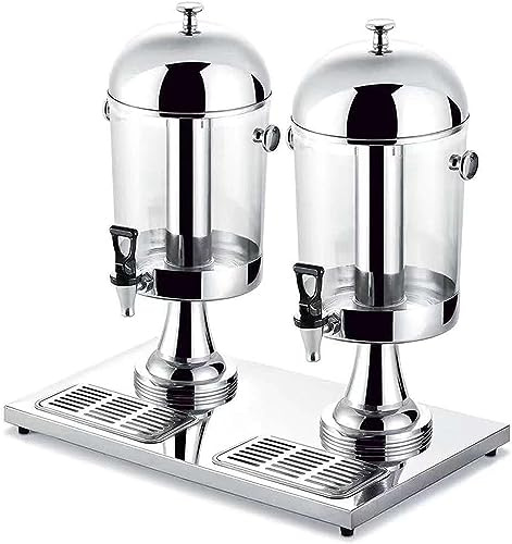 Distributore di bevande con rubinetto, Distributore di bevande fredde in acciaio inossidabile, Macchina per succhi commerciale, per feste, matrimoni, limonata, colazione (doppia testa argento)