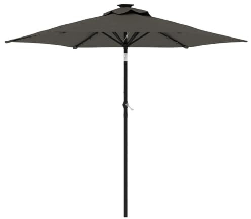 Homgoday Gartenschirm mit Stange aus Stahl, Anthrazit, 225 x 225 x 212 cm, Sonnenschirme für den Garten, Sonnenschirme für den Außenbereich, Sonnenschirm für den Strand, Terrassenschirm, winddicht b