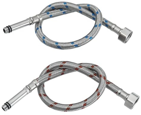Heable Pack of 2 Kitchen/Basin Monobloc Mixer Tap Connectors Flexi Pipes Tails British Standard Pipe M10 x1/2 Fitting 500mm Long