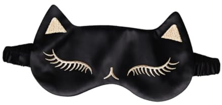 GRADENEVE Silk Augenmaske Mit Kühlkompressen Verstellbar Für Cat Ice Compress Augenbinde Schwarz Für Reisen Und Entspannung