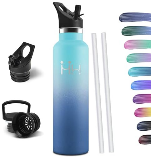 HoneyHolly Botella Agua Acero Inoxidable, 1000ML Reutilizable Sin BPA, Botella Agua Termica, Botella Agua, Aislamiento Al Vacío de Doble Pared, Termos, Cantimplora para Adultos, Deporte