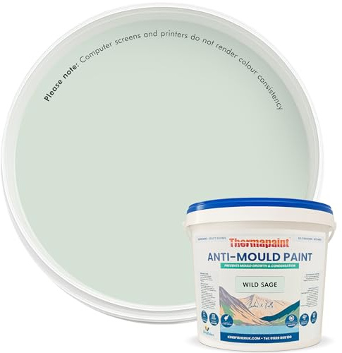 Kingfisher Thermapaint Anti Mould Emulsion Paint 2.5L, Wild Sage | Mould and moisture resistant with active fungicide, waterproof and washable, for kitchens, bathrooms and more