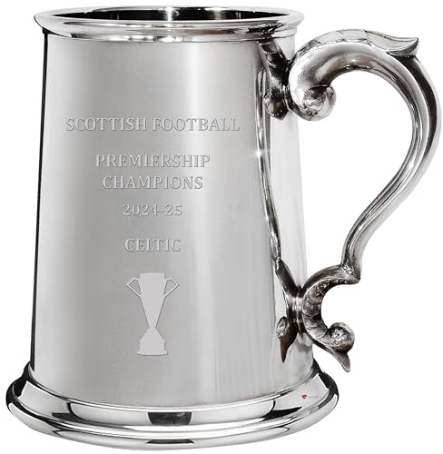 I LUV LTD 1 Pint Tankard for Glasgow Celtic 2024-25 Scottish Premiership Champions Pewter Beer Mug Football Soccer Memorabilia Mens Birthday Personalised Gifts