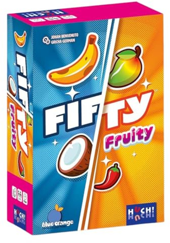 Huch!, Fifty Fruity, Gesellschaftsspiel mit fruchtig-frechem Bluffspaß, kompakt für unterwegs, für 2–6 Spieler ab 8 Jahren