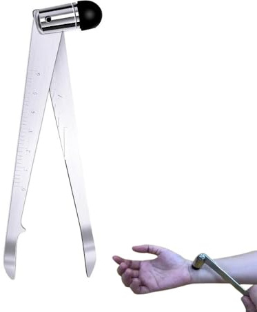 DeaHea Tromner - Martello neurologico per riflessi con righello di misurazione integrato, punte in gomma, in acciaio inox, per esami neurologici, test di risposte cutanee e superficiali