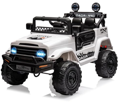 Garvee 12V Kids Ride On Truck Car with Remote Control - Electric Ride On Toys for Toddlers, Spring Suspension, 3 Speeds, LED Lights, Bluetooth Music & Parent Safety Brake​