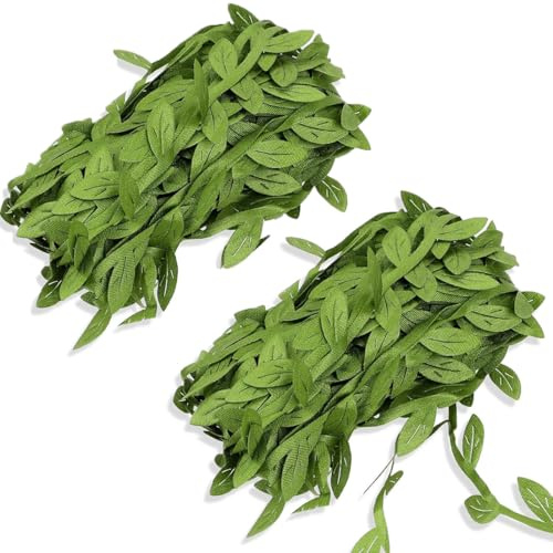 SURALIN 2 pezzi di ghirlanda di Edera Artificiale da 20 m, Edera Finta da Esterno, Nastro di Foglie per Festa, Matrimonio, Giardino