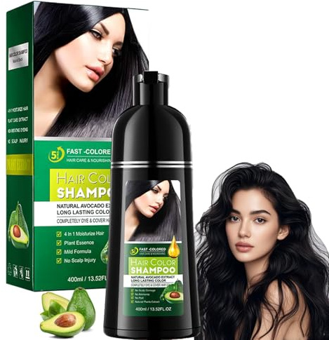 Shampoo Colorante Nero 3 in 1,Tinta Capelli per Coprire i Capelli Bianchi Istantaneamente,Colorazione Naturale 400ml,Shampoo Tinta Facile e Duratura per Uomo e Donna