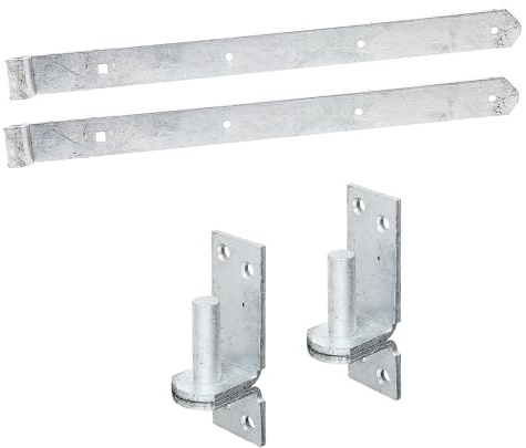 siwitec Ladenband 500 mm, 2er-Set mit engen Kloben, Ø13 mm, feuerverzinkt, gerade/abgerund., witterungsbeständig, Torband, Türband Gartentor, Torscharnier
