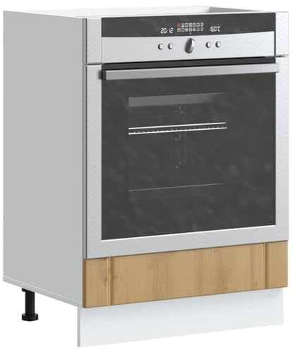 Qnhdfrt Herdumbauschrank Küchenschrank Unterschrank Artisan-Eiche Holzwerkstoff 60x46x81,5cm für Ofen und Mikrowelle mit großem Stauraum und verstellbaren Füßen