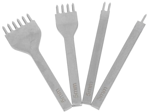 MUELODSIC 4 Pezzi Punzoni Perforazione Cuoio in Acciaio Strumento Manuale Perforatore Foro per Lavorazione Pelle Cuciture e Progetti Artigianali Compatibile con Vari Tipi di Pelle