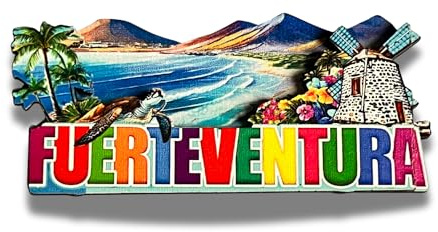 Fuerteventura MDF Holz Magnet – 2D Souvenir Kühlschrankmagnet – Bunte Kanaren Deko – 8,3 cm x 4 cm - Kanarische Inseln - Spanien 131302