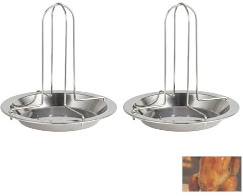 Hähnchengrill , Hähnchenbräter für Grillhähnchen Hähnchen Grill Ständer | 2 Stück Hähnchenschenkel Halter, Hühnerhalter Aus Edelstahl, Brathähnchenhalter mit Auffangschale für den Ofen