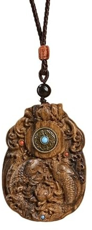 Agarwood Peace Pendant Halsband med guldplätering - eleganta träsmycken for män och kvinnor