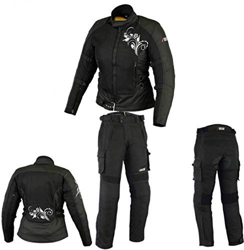 BOSmoto DAMEN MOTORRADKOMBI JACKE + HOSE - AUS TEXTIL/CORDURA für Motorrad Biker Chopper Cross (M)