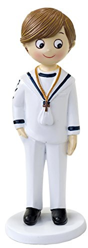 Mopec Figura Comunión Marinero Mano, Poliresina, Blanco, 6.5x6x17 cm