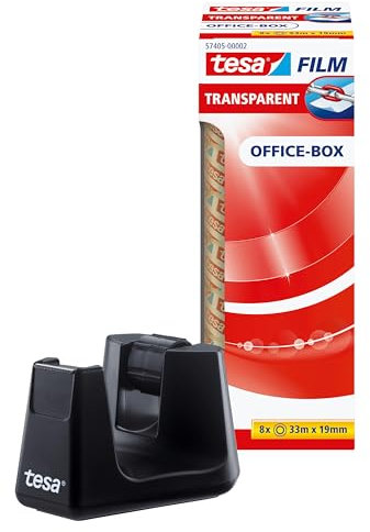 Portarrollos Smart Negro + 8 rollos tesafilm® Transparente 33m : 19mm