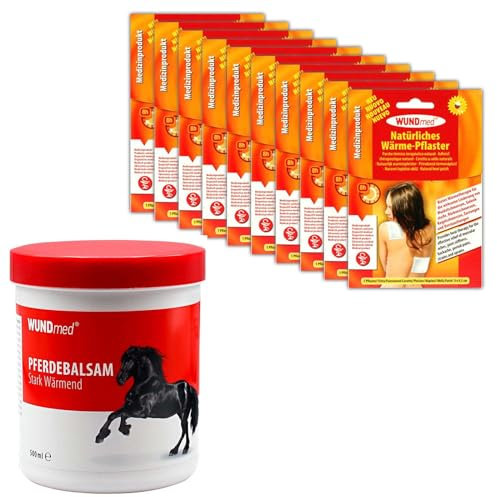 Set di 1 unguento per cavalli da 500 ml e 10 cerotti termici da 13 x 9,5 cm, per la schiena e il collo