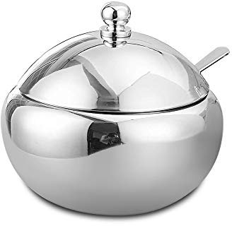 SUS304 Edelstahl-Zuckerdose, für Gewürze, mit Deckel und Löffel für Salz Zucker Kaffee Tee Kräuter m