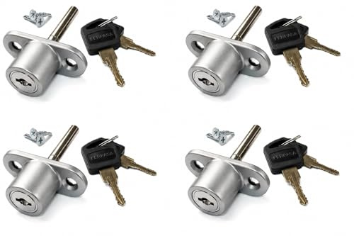 FERPASA® - Cerradura de Seguridad para Ventanas Correderas – Cierre de Sobreponer de Acero con Llaves y Tornillería (45 x 23,5 mm) (4, Plata)