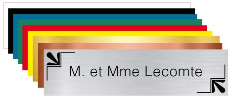 Adzif.biz Le sticker de decoration, Plaque Personnalisable Gravée Pour Boîte Aux Lettres Avec Votre Nom et Prénom, Dimensions 10 x 2,5 cm (100 x 25 mm), Aspect Argent Brossé Avec Écriture Noir