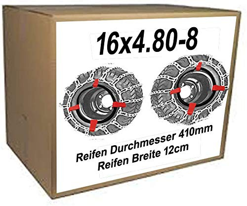 16x4.80-8 Schneeketten + Spanner für Reifen D=ca. 41cm Breite ca.12cm Schneefräsen Rasentraktor Aufsitzmäher