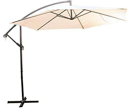 Alfresia 3m Cantilever Garden Parasol – Large Offset Outdoor Sun Shade with Crank Handle, Steel Frame Patio Parasol with Base