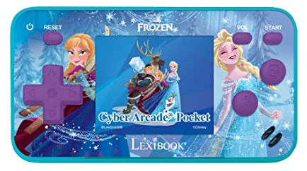 Lexibook, La Reine des Neiges, Console de Jeux Portable Cyber Arcade Pocket, 150 Jeux, écran LCD, à Piles, Bleu/Violet, JL1895FZ