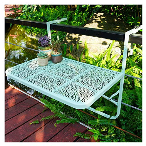 AMDHZ Balkonklapptisch Klapptisch Balkon Zuhause Geländer Hängen Tisch Faltbarer Blumenständer Tisch Im Freien Zum Balkon Terrasse Garten (Color : Green)