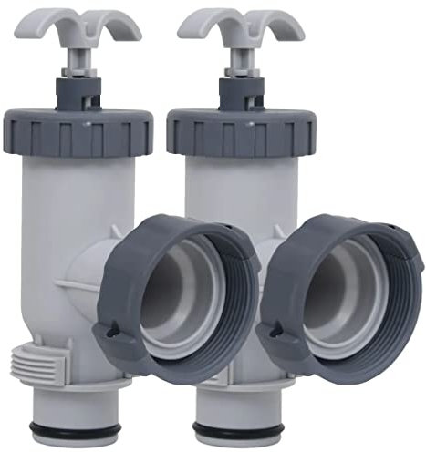 vidaXL 2X Pool Kolbenventil Absperrhahn Hahn Schwimmbad Schwimmbecken Swimmingpool Ventil Absperrventil Plunger Set Poolzubehör PP Grau