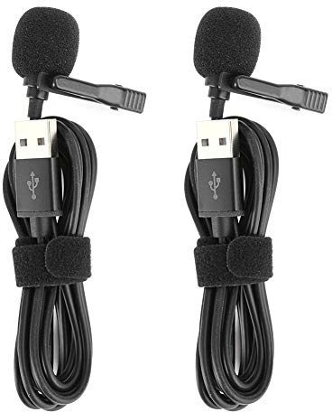 cigemay 2PCS Mini USB Microphone,Wired Lapel Clip,Compact Professional Microphone,Suitable for Outdoor Interviews,Micro Movie Shooting,Webcasting,Etc.