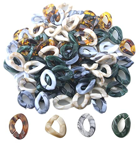 MAHAVIMOKSA 23x17mm 100pcs Mixed Color Acrylic Linking Rings Flat Hooks Chain Links for DIY Craft Handbag Purse Strap Necklace Bracelet Jewelry Making (Multicolor)