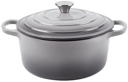 6 Quart Dutch Oven Enameled Cast Iron with Lid - Big Dual Handles - Oven Safe up to 500°F - Classic Round Pot for Versatile Cooking (Light Gray, 6 QT)
